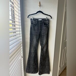 KANCAN SIGNATURE “ESTILO” DARK GREY FLARE JEANS SIZE 24